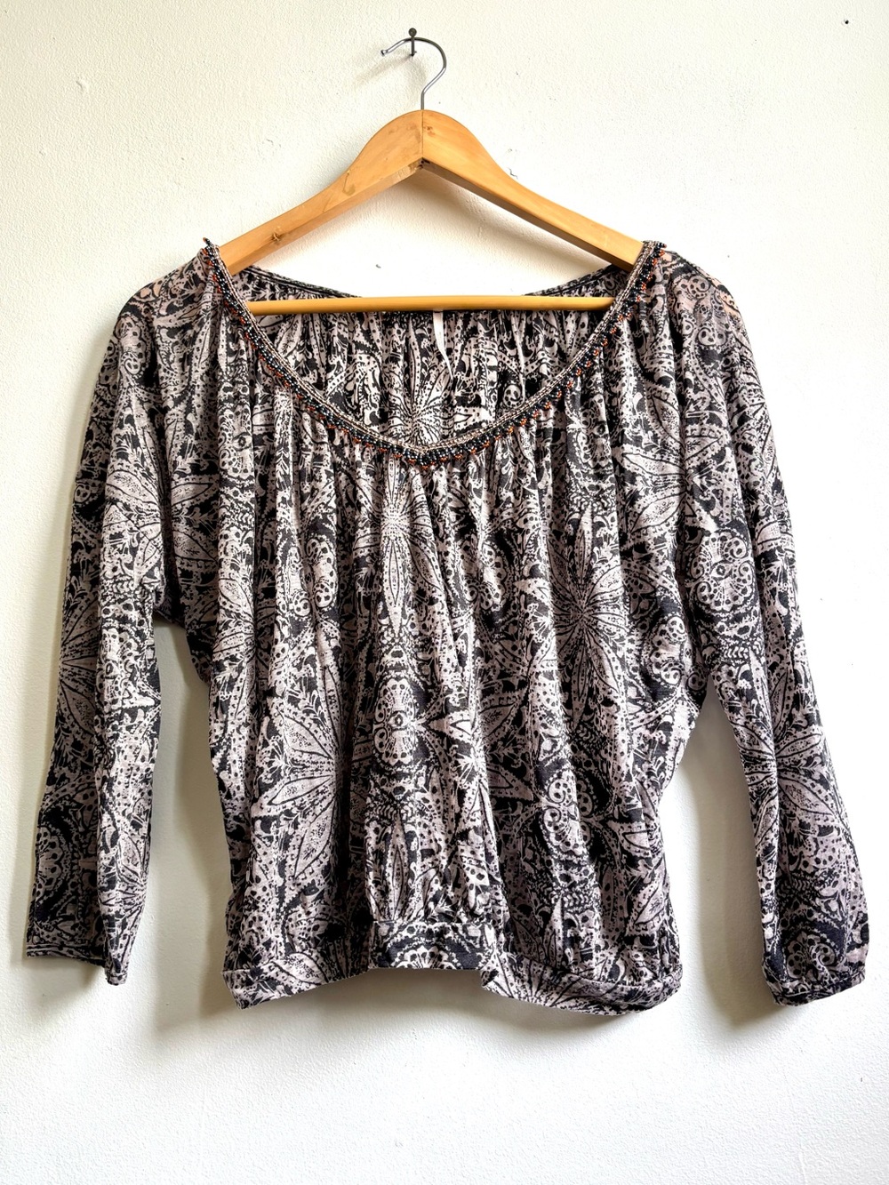 Free People beaded floral top EUC M